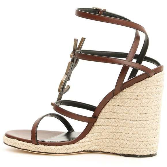 Cassandra Espadrilles 105 YSL Logo Platform Wedge - Picture 3 of 14